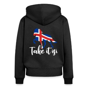 Take it Isi Islandpferd Icelandic cheval fille - Sweat à capuche zippé Premium bio Femme - noir - Dos - Julia (174cm)