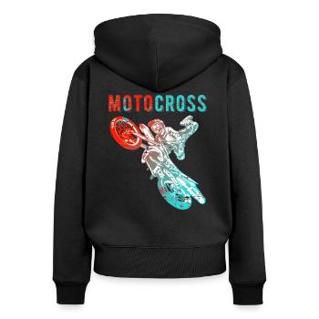 Motocross gift kids dirt bike supercross - Women's Premium Organic Zip Hoodie - black - Back - Julia (174cm)