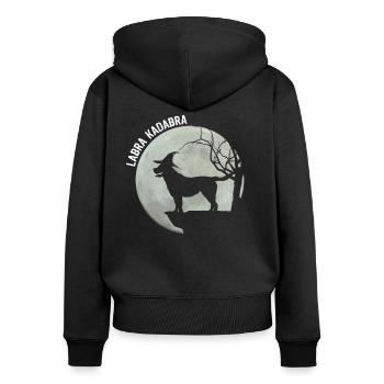 Labrador Retriever Lustig Sprüche Hund Mond - Frauen Premium Bio Zip Hoodie - Schwarz - Hinten - Julia (174cm)