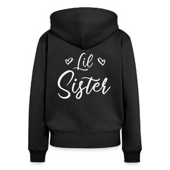 Little Sister Lil Sis Kleine Schwester Geschenk - Frauen Premium Bio Zip Hoodie - Schwarz - Hinten - Julia (174cm)