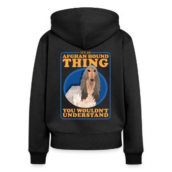 Lévrier afghan chien Cadeaux - Sweat à capuche zippé Premium bio Femme - noir - Dos - Julia (174cm)