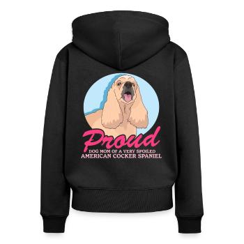 Cocker américain Spaniel Maman Cadeau - Sweat à capuche zippé Premium bio Femme - noir - Dos - Julia (174cm)