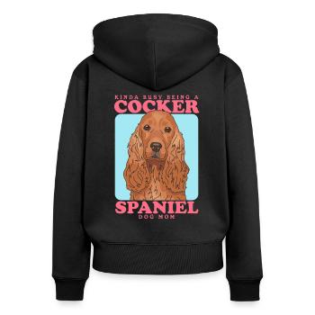 Cocker Spaniel Maman Cocker Spaniel Cadeau - Sweat à capuche zippé Premium bio Femme - noir - Dos - Julia (174cm)