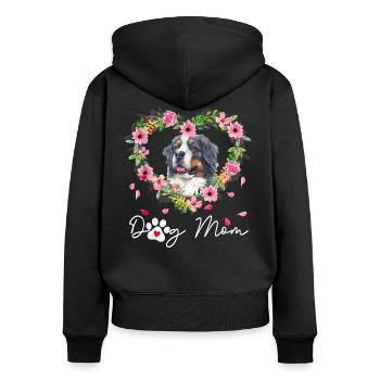 Chien de montagne bernois - Sweat à capuche zippé Premium bio Femme - noir - Dos - Julia (174cm)