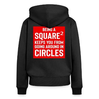 Square Streetwear: Fun & Clear Statement - Sweat à capuche zippé Premium bio Femme - noir - Dos - Julia (174cm)
