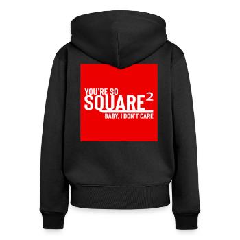 Square Streetwear: Fun & Clear Statement - Sweat à capuche zippé Premium bio Femme - noir - Dos - Julia (174cm)