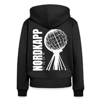 Nordkapp - Nordkap - North Cape - Frauen Premium Bio Zip Hoodie - Schwarz - Hinten - Julia (174cm)