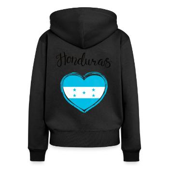 Cadeau du drapeau de la fierté du Honduras - Sweat à capuche zippé Premium bio Femme - noir - Dos - Julia (174cm)