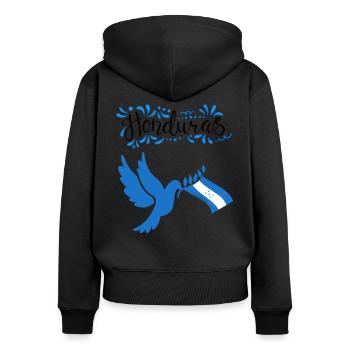 Cadeau du drapeau de la fierté du Honduras - Sweat à capuche zippé Premium bio Femme - noir - Dos - Julia (174cm)