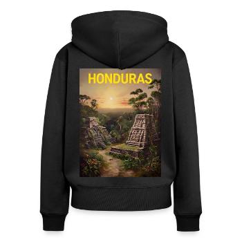 Honduras Stolz Herkunft Geschenk - Frauen Premium Bio Zip Hoodie - Schwarz - Hinten - Julia (174cm)