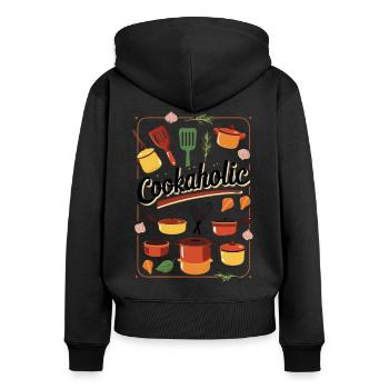 Cooking Eating Delicious Gift - Women's Premium Organic Zip Hoodie - black - Back - Julia (174cm)