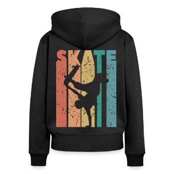 Skate - Frauen Premium Bio Zip Hoodie - Schwarz - Hinten - Julia (174cm)