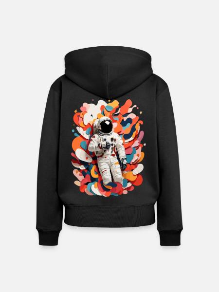 Bunte Astronauten Bild - Frauen Premium Bio Zip Hoodie - Schwarz