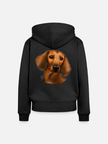Dackelschokolade (ohne Text) dunkle Textilien) - Frauen Premium Bio Zip Hoodie - Schwarz