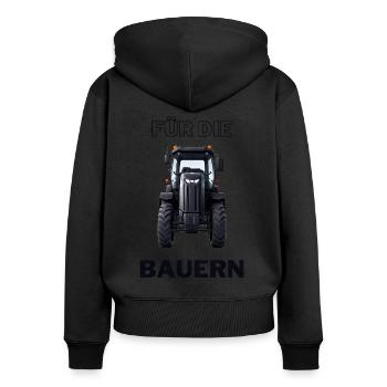 Für die Bauern - Bauer Farmer Landwirt Helden - Frauen Premium Bio Zip Hoodie - Schwarz - Hinten - Julia (174cm)