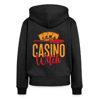 Jeux d’argent Fan Casino Sorcière Casino - Sweat à capuche zippé Premium bio Femme - noir - Dos - Julia (174cm)