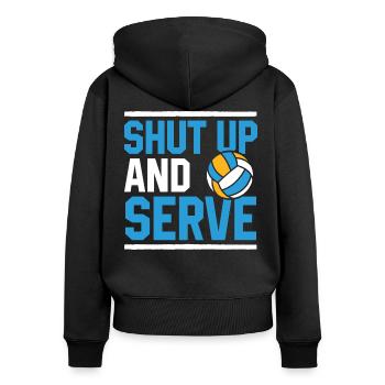 Volleyball saying funny - Women's Premium Organic Zip Hoodie - black - Back - Julia (174cm)