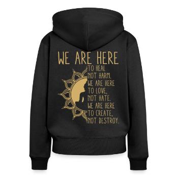 Buddhismus Inspiration - Frauen Premium Bio Zip Hoodie - Schwarz - Hinten - Julia (174cm)