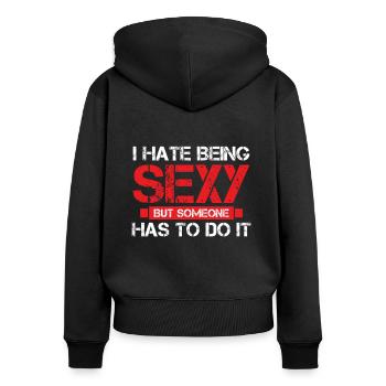 Être sexy - Sweat à capuche zippé Premium bio Femme - noir - Dos - Julia (174cm)
