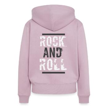 Rock and roll - Sweat à capuche zippé Premium bio Femme - rose poudré - Dos - Julia (174cm)