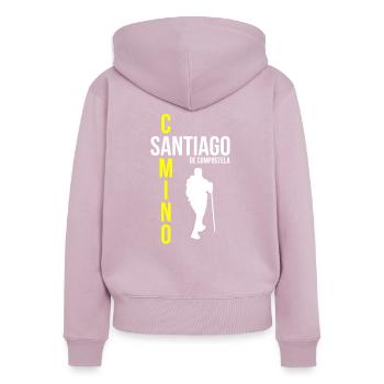 Camino de Santiago Pilgern - Frauen Premium Bio Zip Hoodie - Altrosa - Hinten - Julia (174cm)