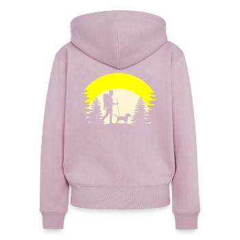Hund Wandern - Frauen Premium Bio Zip Hoodie - Altrosa - Hinten - Julia (174cm)