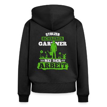 Lustiger Schrebergarten Spruch - Frauen Premium Bio Zip Hoodie - Schwarz - Hinten - Julia (174cm)