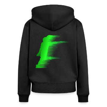 Frauenfußball - Frauen Premium Bio Zip Hoodie - Schwarz - Hinten - Julia (174cm)