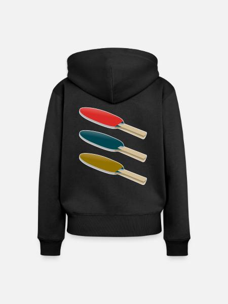 Tischtennisschläger - Frauen Premium Bio Zip Hoodie - Schwarz