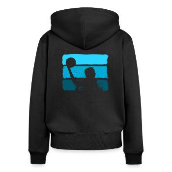 Wasserball Wasserballer - Frauen Premium Bio Zip Hoodie - Schwarz - Hinten - Julia (174cm)