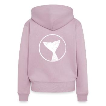 Wal Pottwal Illustration - Frauen Premium Bio Zip Hoodie - Altrosa - Hinten - Julia (174cm)