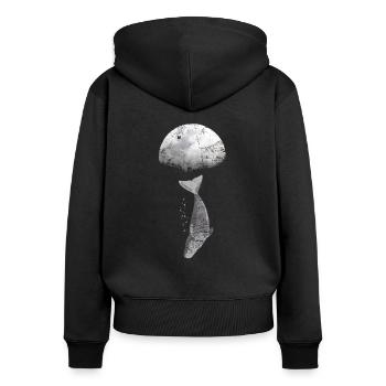 Baleine rorqual bleu cachalot évolution - Sweat à capuche zippé Premium bio Femme - noir - Dos - Julia (174cm)
