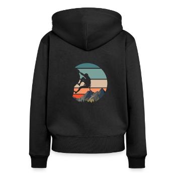 Cadeau de rocher boulderer vintage - Sweat à capuche zippé Premium bio Femme - noir - Dos - Julia (174cm)