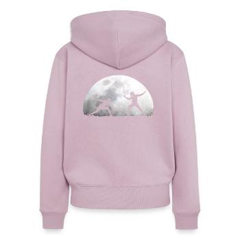 Mond Fechten - Frauen Premium Bio Zip Hoodie - Altrosa - Hinten - Julia (174cm)