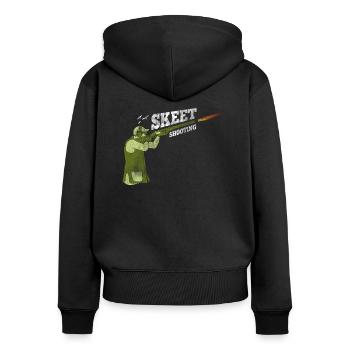 Skeet Schießen Tontauben - Frauen Premium Bio Zip Hoodie - Schwarz - Hinten - Julia (174cm)