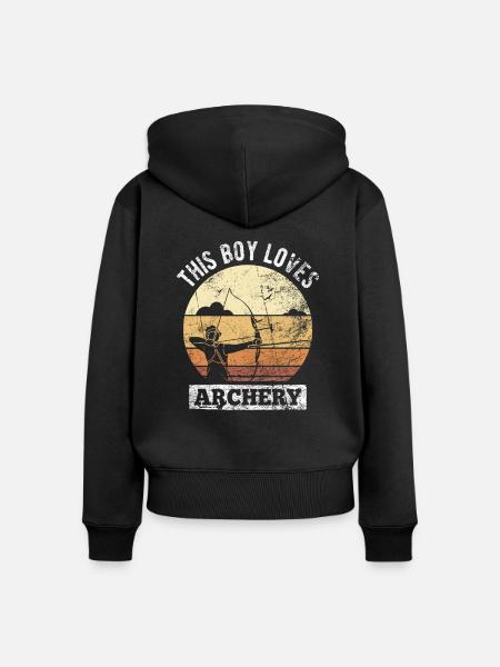 Retro Bogenschütze Bogenschießen Bogen - Frauen Premium Bio Zip Hoodie - Schwarz