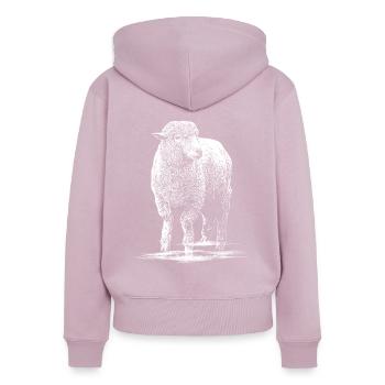 Mouton illustration mouton - Sweat à capuche zippé Premium bio Femme - rose poudré - Dos - Julia (174cm)