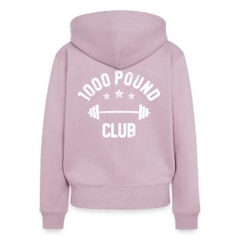T-shirt Retro Vintage de 1000 Pound, membre du club, - Sweat à capuche zippé Premium bio Femme - rose poudré - Dos - Julia (174cm)