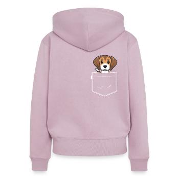 Beagle Dog In Pocket Tee Shirts Hommes Femmes Beagle - Sweat à capuche zippé Premium bio Femme - rose poudré - Dos - Julia (174cm)