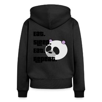 Panda-Eat Sleep Eat Repeat - Women's Premium Organic Zip Hoodie - black - Back - Julia (174cm)