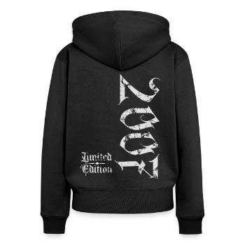 2007 Jahrgang Limited Edition - Frauen Premium Bio Zip Hoodie - Schwarz - Hinten - Julia (174cm)