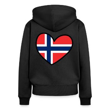 Norwegenflagge in Herz I Love Norway - Frauen Premium Bio Zip Hoodie - Schwarz - Hinten - Julia (174cm)
