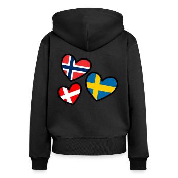 Herz Norwegen Schweden Dänemark Skandinavien - Frauen Premium Bio Zip Hoodie - Schwarz - Hinten - Julia (174cm)