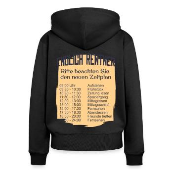 Endlich Rentner Zeitplan Tagesablauf Wochenplan - Frauen Premium Bio Zip Hoodie - Schwarz - Hinten - Julia (174cm)