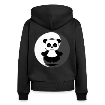 panda - Women's Premium Organic Zip Hoodie - black - Back - Julia (174cm)