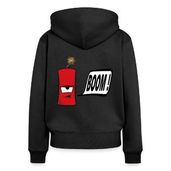 firecracker - Women's Premium Organic Zip Hoodie - black - Back - Julia (174cm)