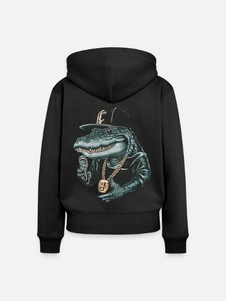 Aligator Rap-Künstler - Frauen Premium Bio Zip Hoodie - Schwarz