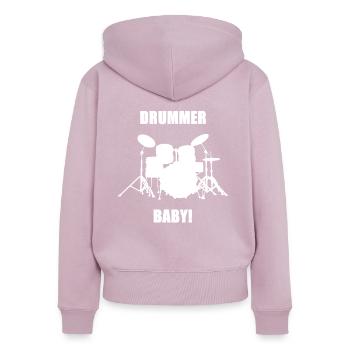 batteur - Sweat à capuche zippé Premium bio Femme - rose poudré - Dos - Julia (174cm)