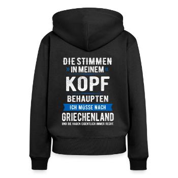STIMMEN IM KOPF - GRIECHENLAND - SPRUCH - T-SHIRT - Frauen Premium Bio Zip Hoodie - Schwarz - Hinten - Julia (174cm)