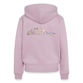 Evolution Schwimmen vom Affen zum Schwimmer - Frauen Premium Bio Zip Hoodie - Altrosa - Hinten - Julia (174cm)